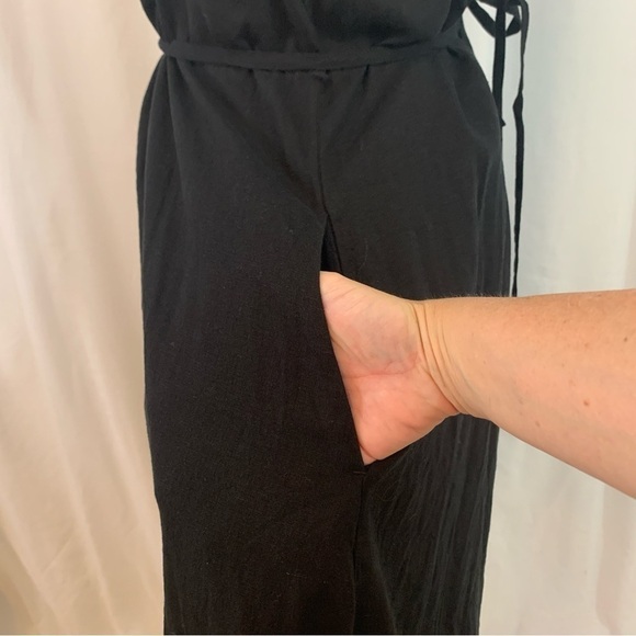 Banana Republic Black Linen Blend Knee Length Dress NWT LP - Picture 5 of 14